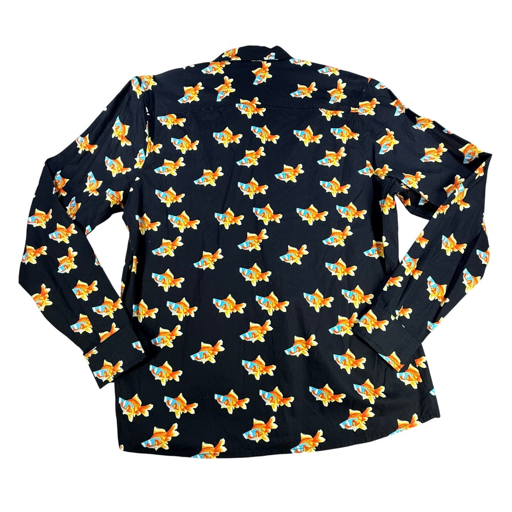 Neff Mens Button Down Goldfish Sunglasses Print Small Black Cotton Shirt - Picture 6 of 7